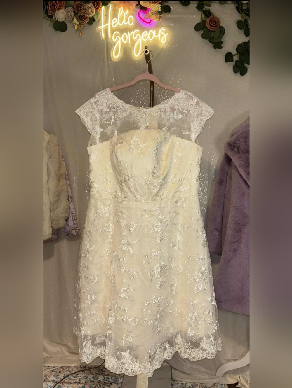 NWT Abaowedding Size 18 Ivory Lace Vintage Inspired Tea-Length Dress - Picture 4 of 7